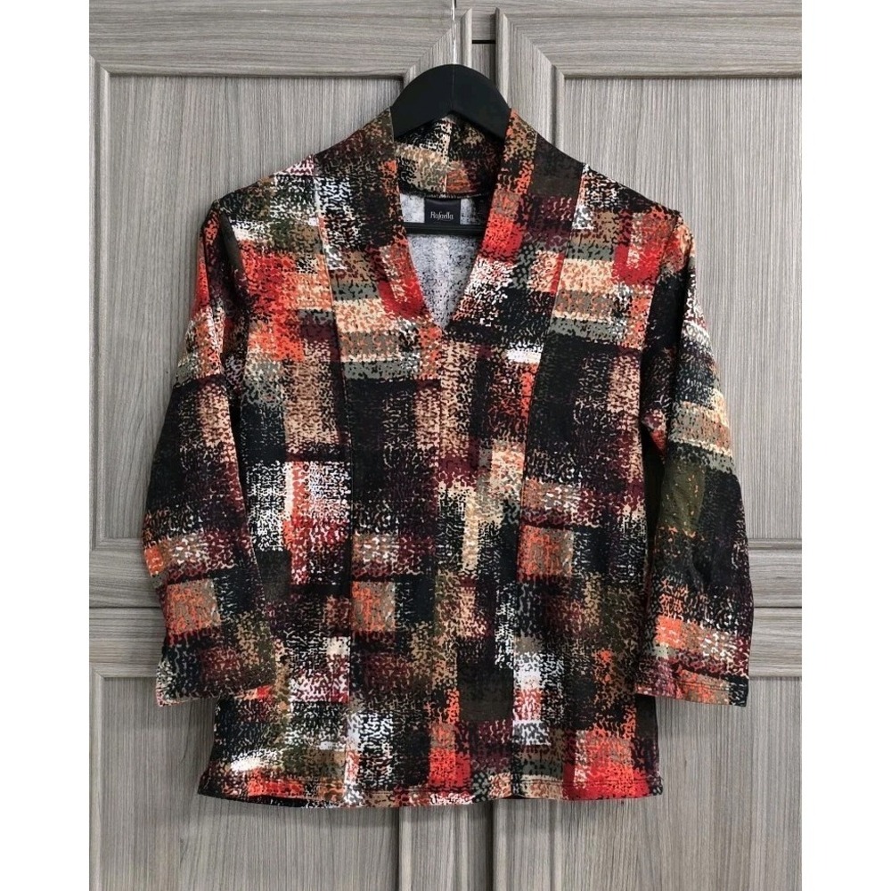 Rafaella Studuo Womens 3/4‎ Sleeve Blouse Medium Patchwork Print Cotton